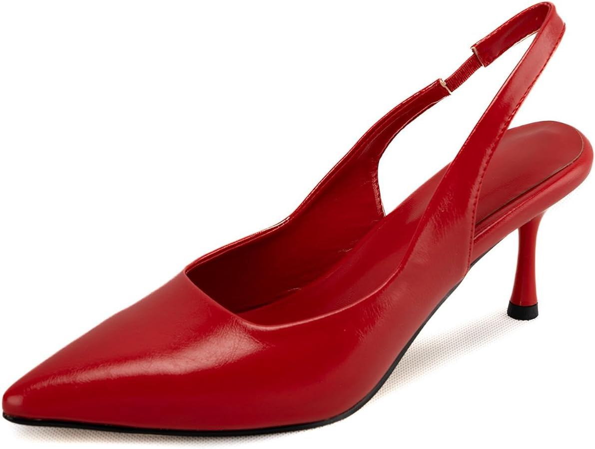DREAMCIA Women's Pumps,Slingback Heels,Pointed Toe Sling Back Kitten Heels Women,Metallic Slingba... | Amazon (US)