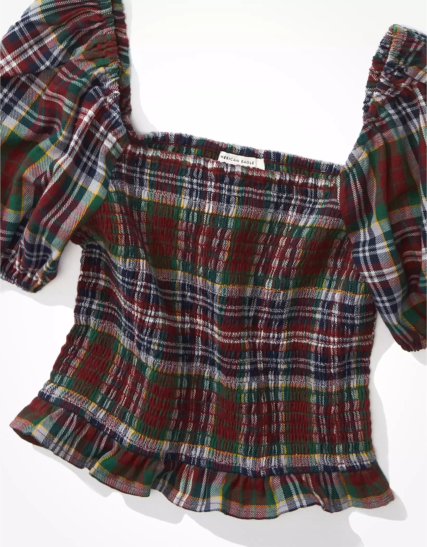 AE Smocked Puff-Sleeve Blouse | American Eagle Outfitters (US & CA)
