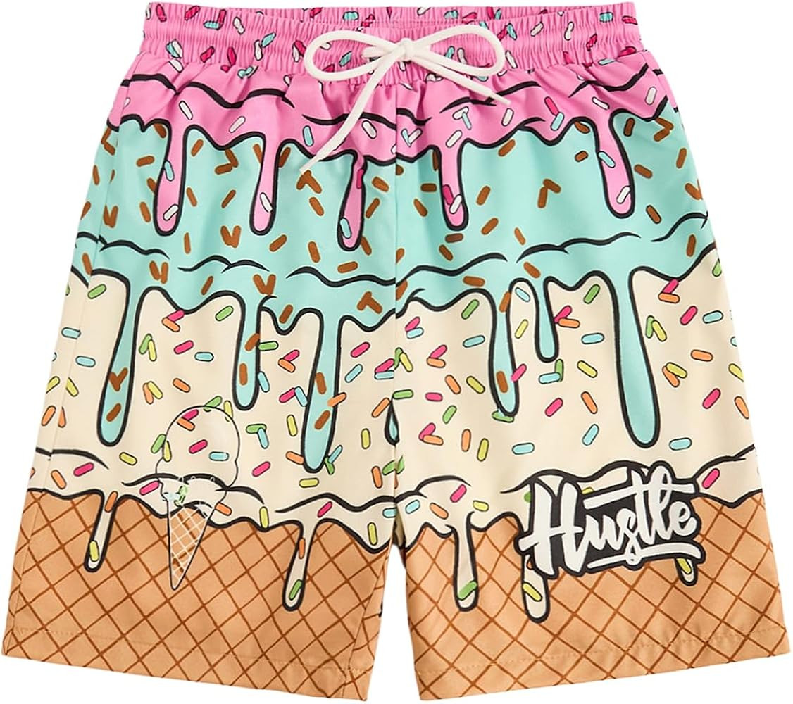 Floerns Boy's Patchwork Drawstring Waist Printed Summer Boho Track Shorts | Amazon (US)