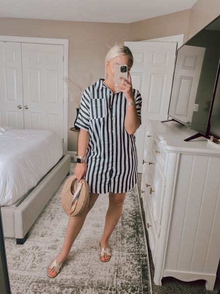 The cutest striped dress that’s perfect for Memorial Day, the office, the beach, 4th of July, etc. 
wearing a small 


#LTKSeasonal #LTKstyletip #LTKunder50