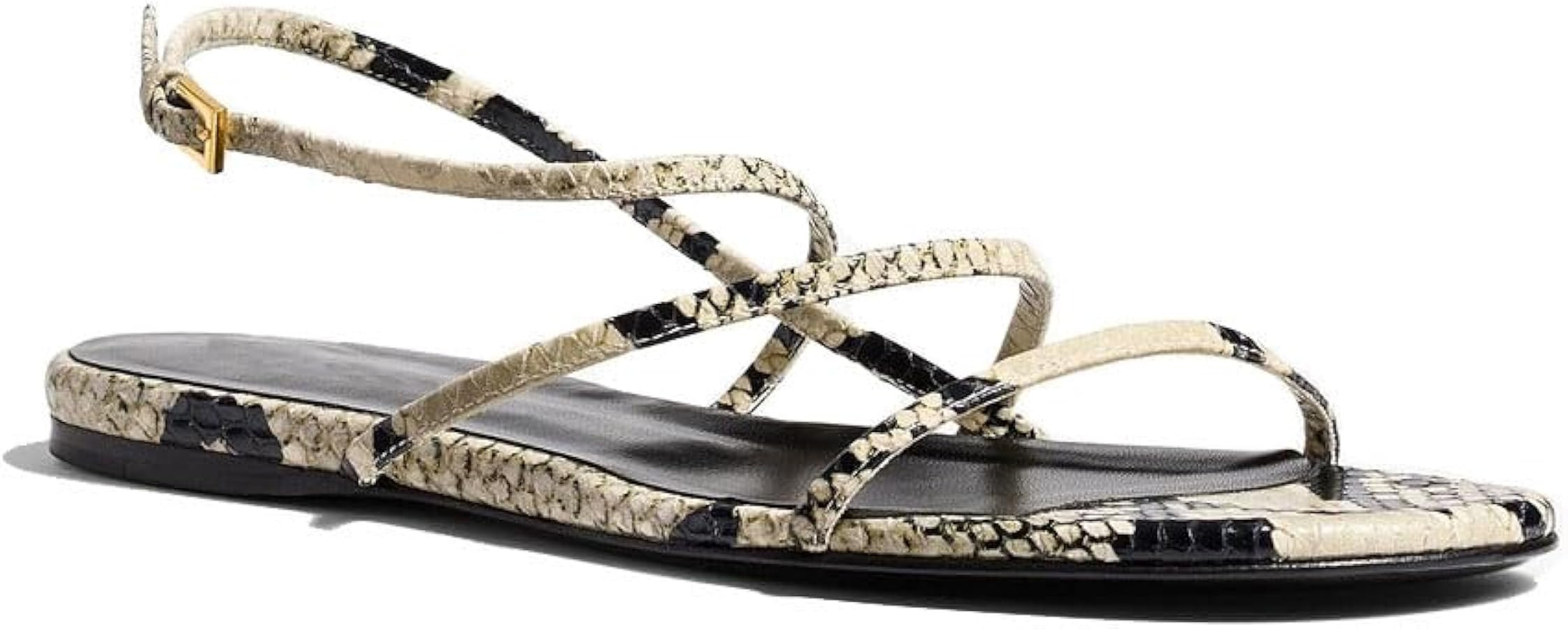 Strappy Flat Sandals for Women Round Open Toe Beaded Ankle Buckle Strap Flats Casual Summer Beach... | Amazon (US)