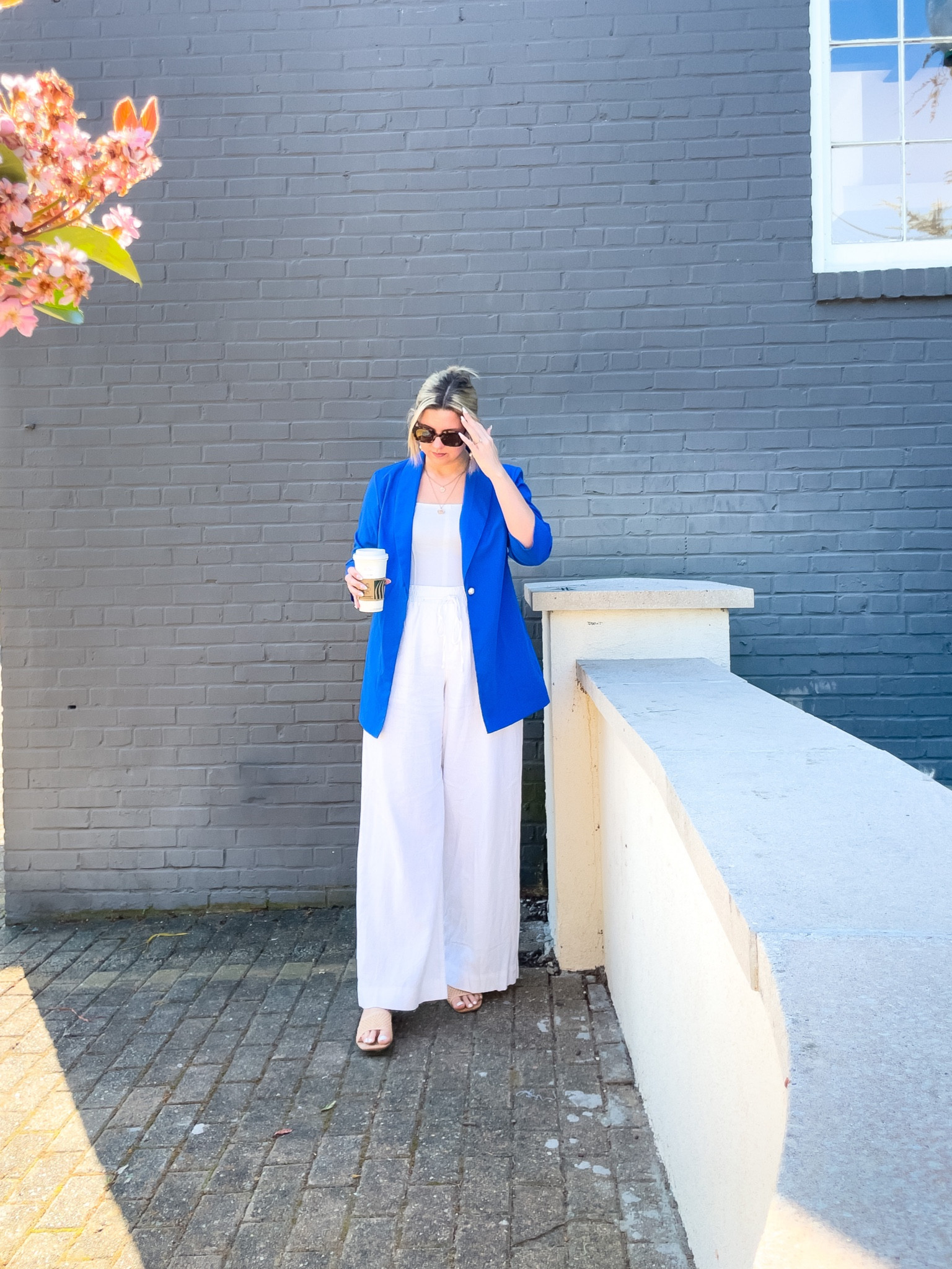 All white with a *pop* of blue 💙🦋 size large in pants, med in tops! 

#LTKstyletip #LTKworkwear #LTKunder100