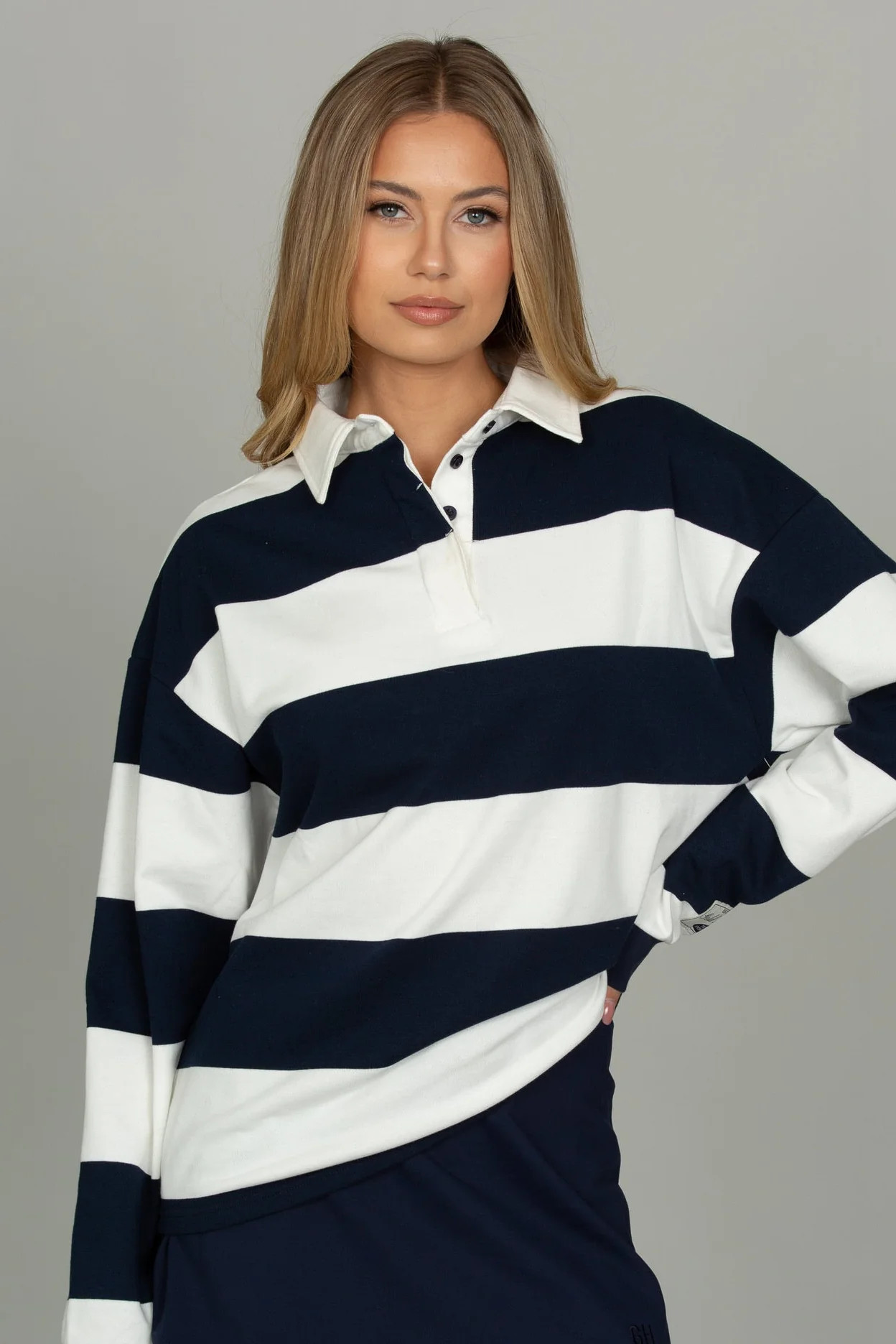 Navy Striped Rugby Top | Gold Hinge