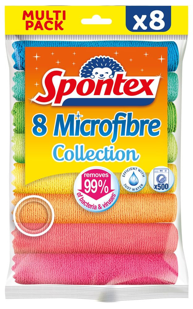Spontex Microfibre Cloths for Cleaning | 8 Microfibre Collection Cleaning Cloths | For Use as Dus... | Amazon (UK)