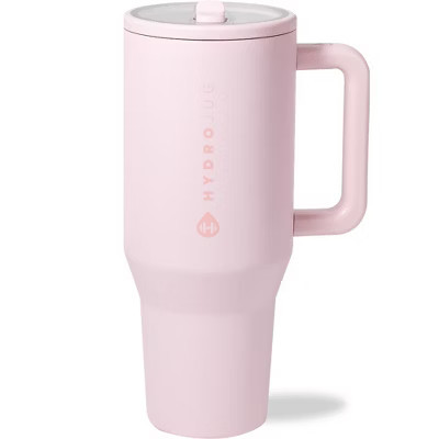 HydroJug Traveler - Water Bottle with Handle & Flip Straw - Leak Resistant Tumbler, Insulated, Stainless Steel & Rubber Base - 40 oz, Pink Sand | Target