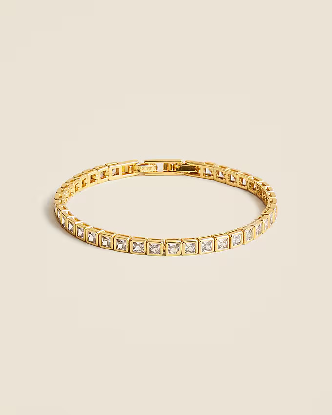 Square cubic zirconia bezel-set tennis bracelet | J. Crew US