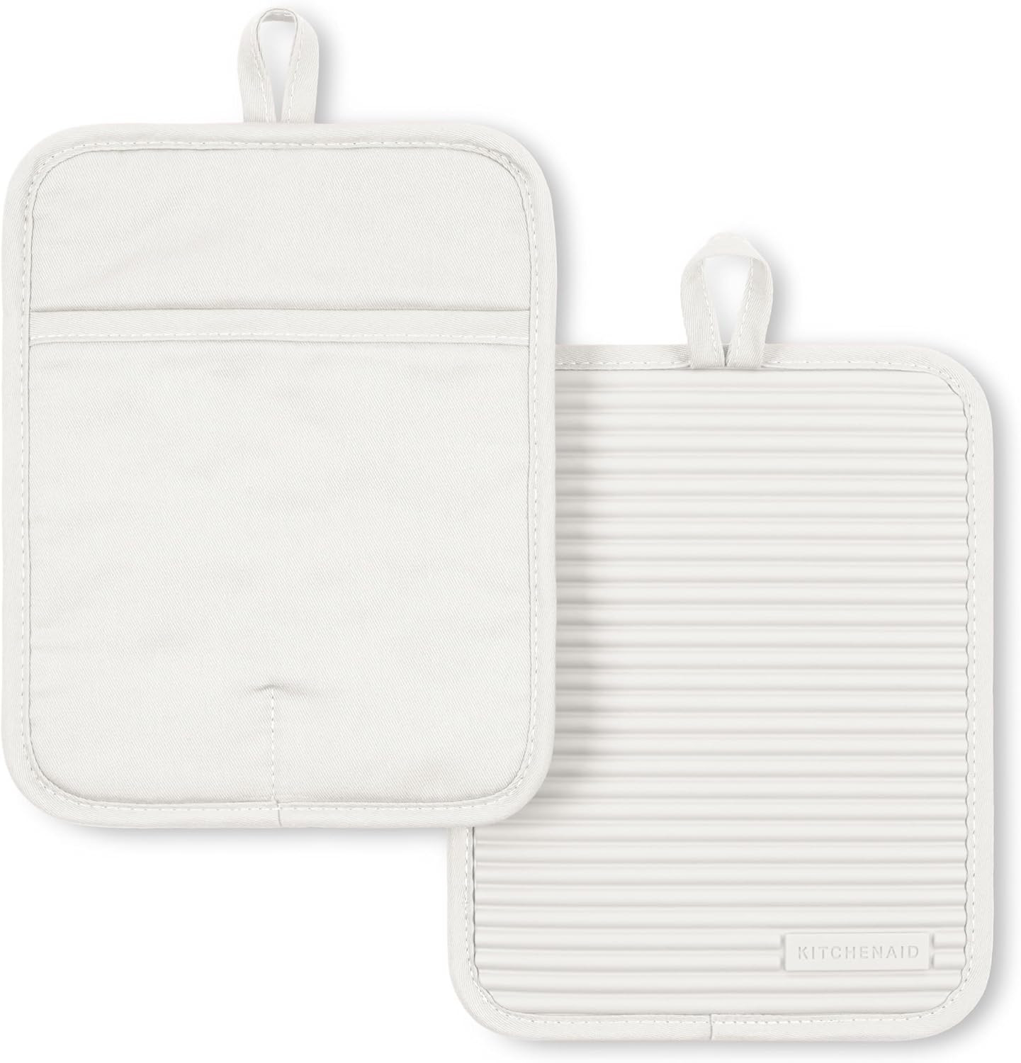 KITCHENAID Ribbed Soft Silicone Pot Holder 2-Pack Set, Porcelain, 7"x9" | Amazon (US)
