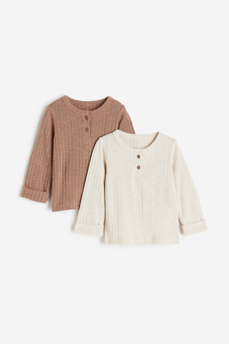2-pack Ribbed Henley Shirts | H&M (US + CA)