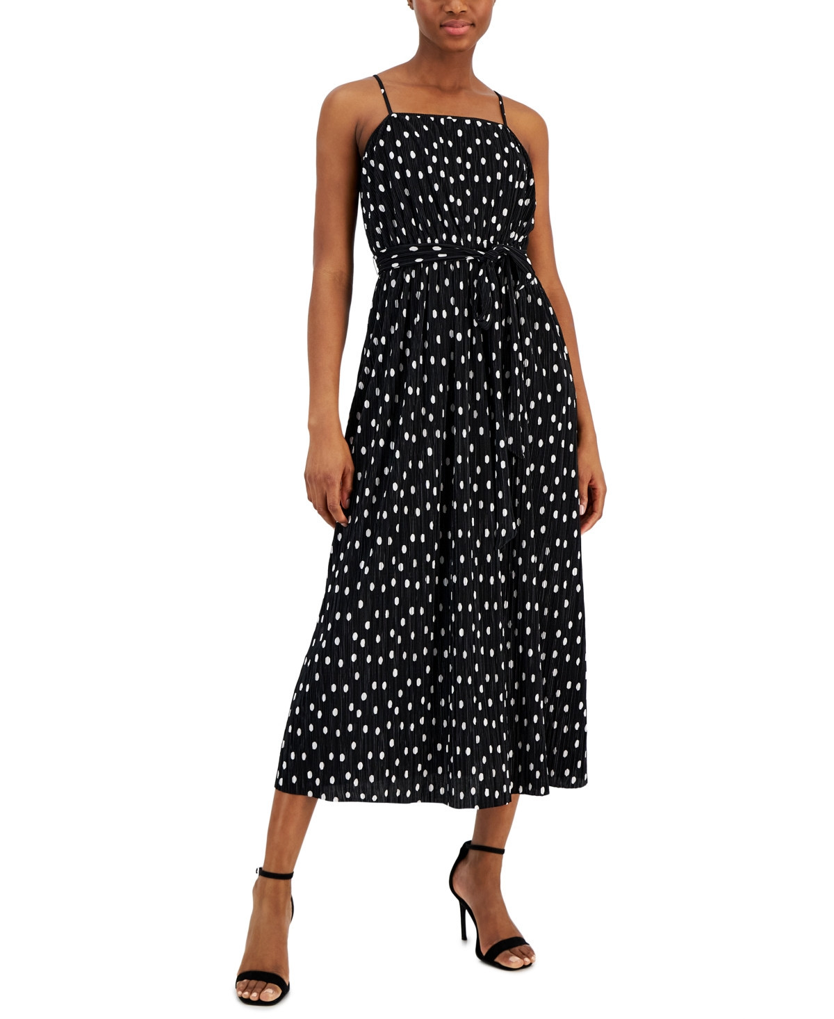 Anne Klein Women's Polka Dot Pleated Midi Dress | Macys (US)