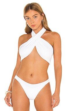 Revel Rey Simone Bikini Top in Iridescent White Lurex from Revolve.com | Revolve Clothing (Global)