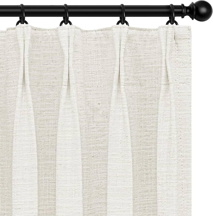 Amazon.com: INOVADAY 100% Blackout Curtains for Bedroom, Pinch Pleated Linen Blackout Curtains 84... | Amazon (US)