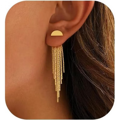 Gold Earrings for Women, 14K Gold Plated Tassel Dangle Earrings for Women Trendy Hypoallergenic Long Chain Earring | Target