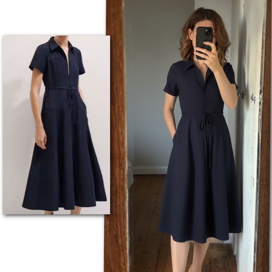 An investment fit and flare navy dress