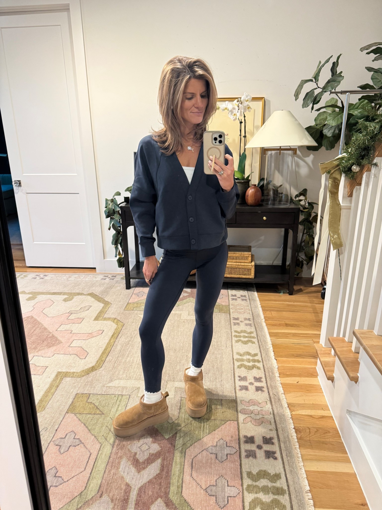 Rhône slate blue Set with Ugg mini platforms and ruffle socks! Wearing XS 