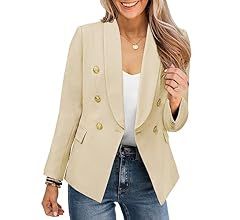 CRAZY GRID Womens Casual Blazer Jacket Gold Button Long Sleeve Work 0ffice Blazer Lapel Open Fron... | Amazon (US)
