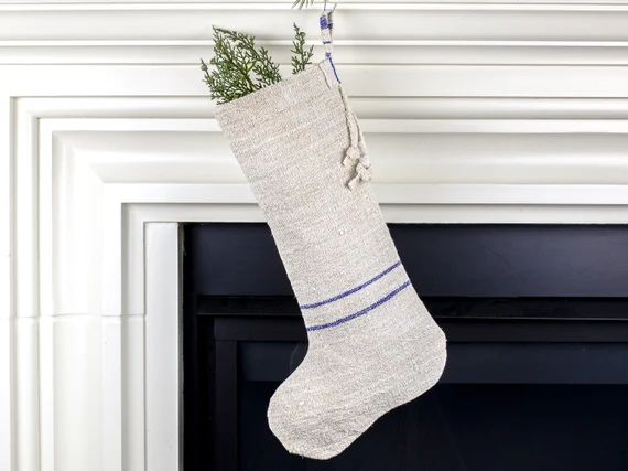 Christmas Stocking - made from antique European grain sack linen | Etsy (US)