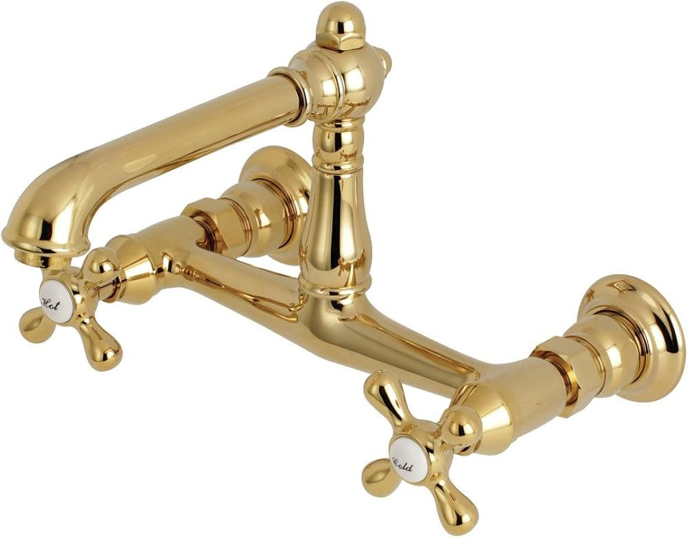 Kingston Brass KS7242AX English Country Bathroom Faucet, 6-5/8" in Spout Reach, Polished Brass | Amazon (US)