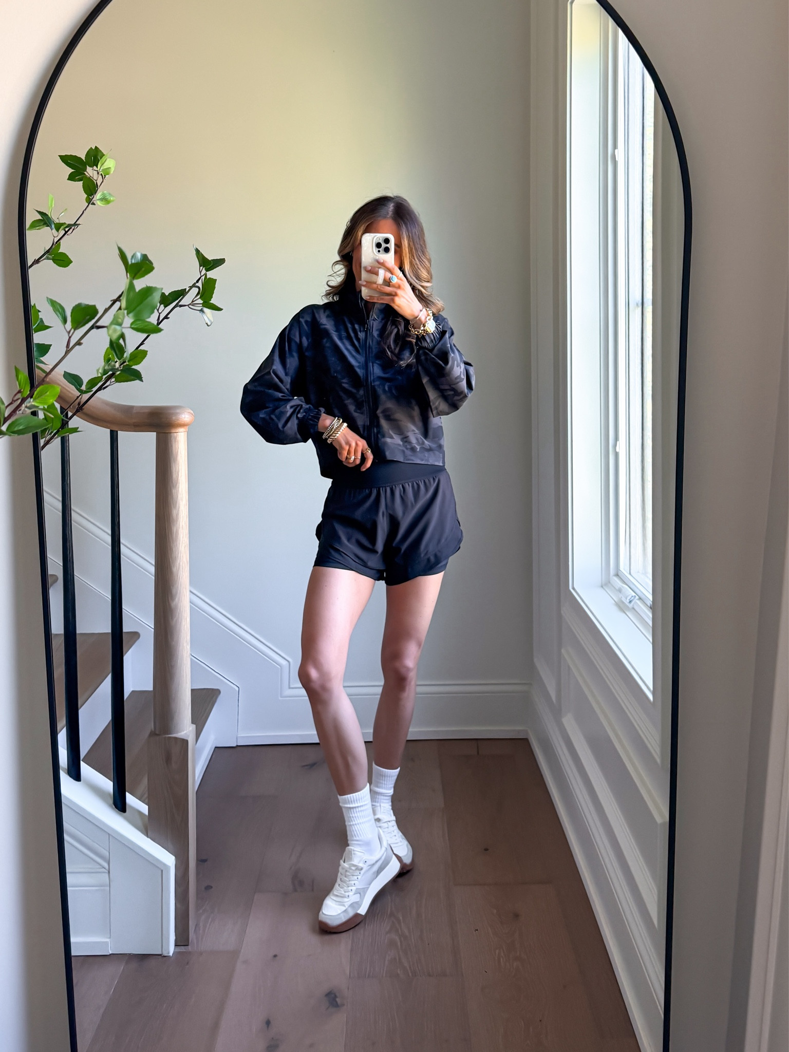 Wearing a xsmall jacket and shorts. 

#LTKfitnessgoals #LTKActive #LTKootd