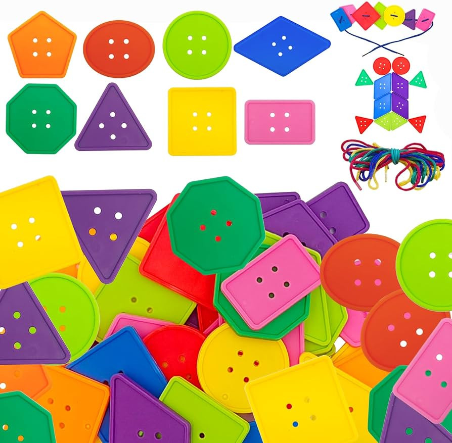 130 Pieces Big Bright Craft Buttons Colorful Large Beads Button Vivid Colors Geometric Shaped But... | Amazon (US)