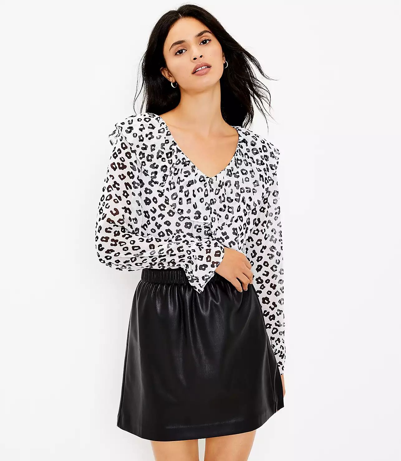 Petite Faux Leather Paperbag Mini Skirt | LOFT