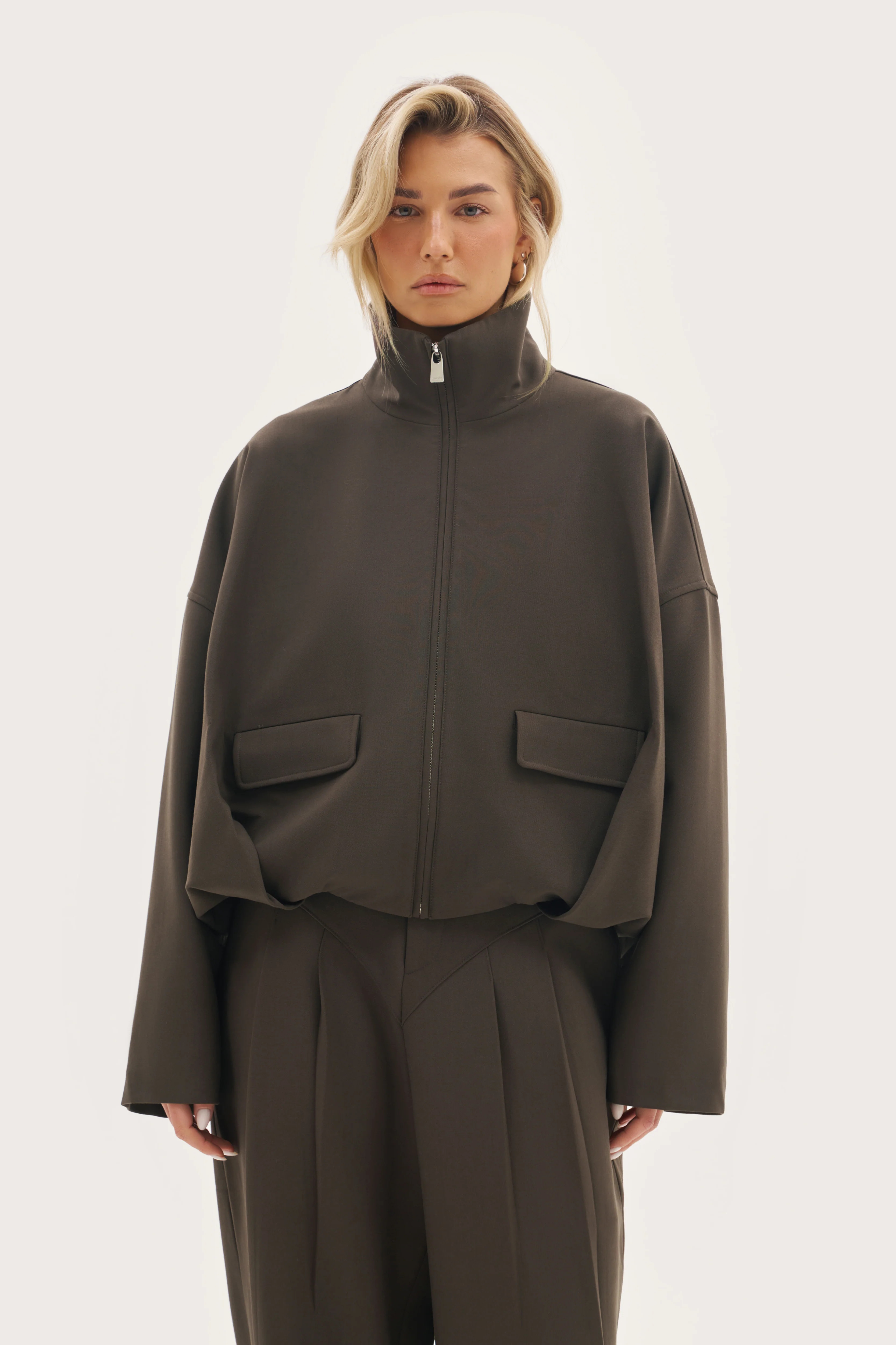 Tailored Track Jacket - Mole Brown | Maebe