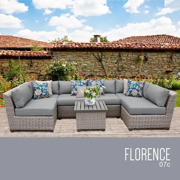 Florence Wicker 7-piece Patio Sectional Set - White | Bed Bath & Beyond
