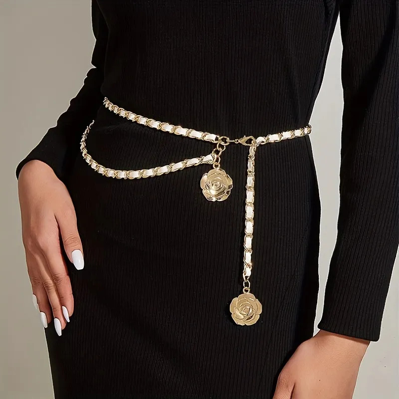 Flower Pendant Waist Chain Elegant Golden Layered Metal Chain Belt Elegant Dress Girdle Body Jewe... | Temu Affiliate Program