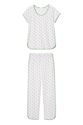 Pima Short-Long Set in Pink Flora | LAKE Pajamas
