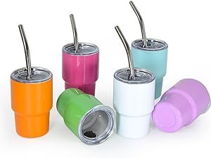 AGH 3 oz Mini Tumbler Shot Glass with Straw and Lid Colored Stainless Steel Sublimation Tumblers ... | Amazon (US)