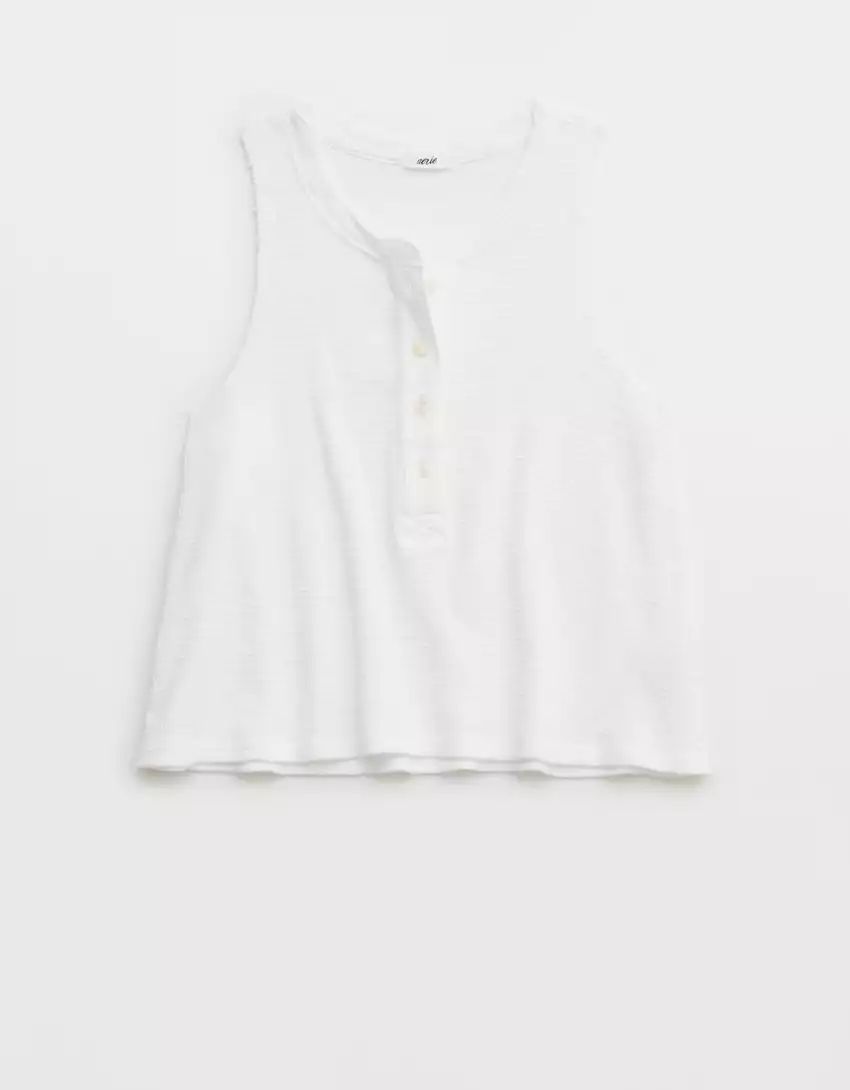 Aerie Sunspun Waffle Cropped Tank Top | Aerie