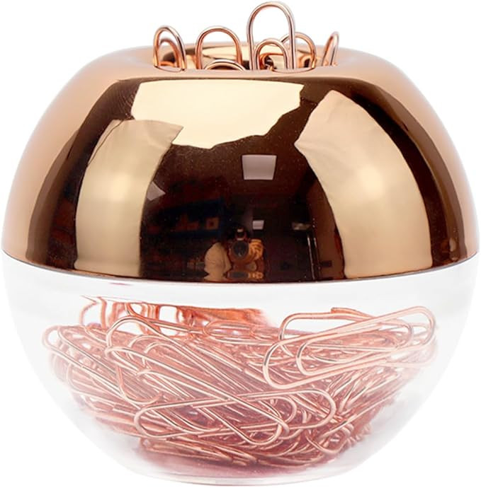 Rose Gold Paper Clip Holder Magnetic Paper Clips Dispenser with 100pcs Paperclips for Desk Office... | Amazon (US)