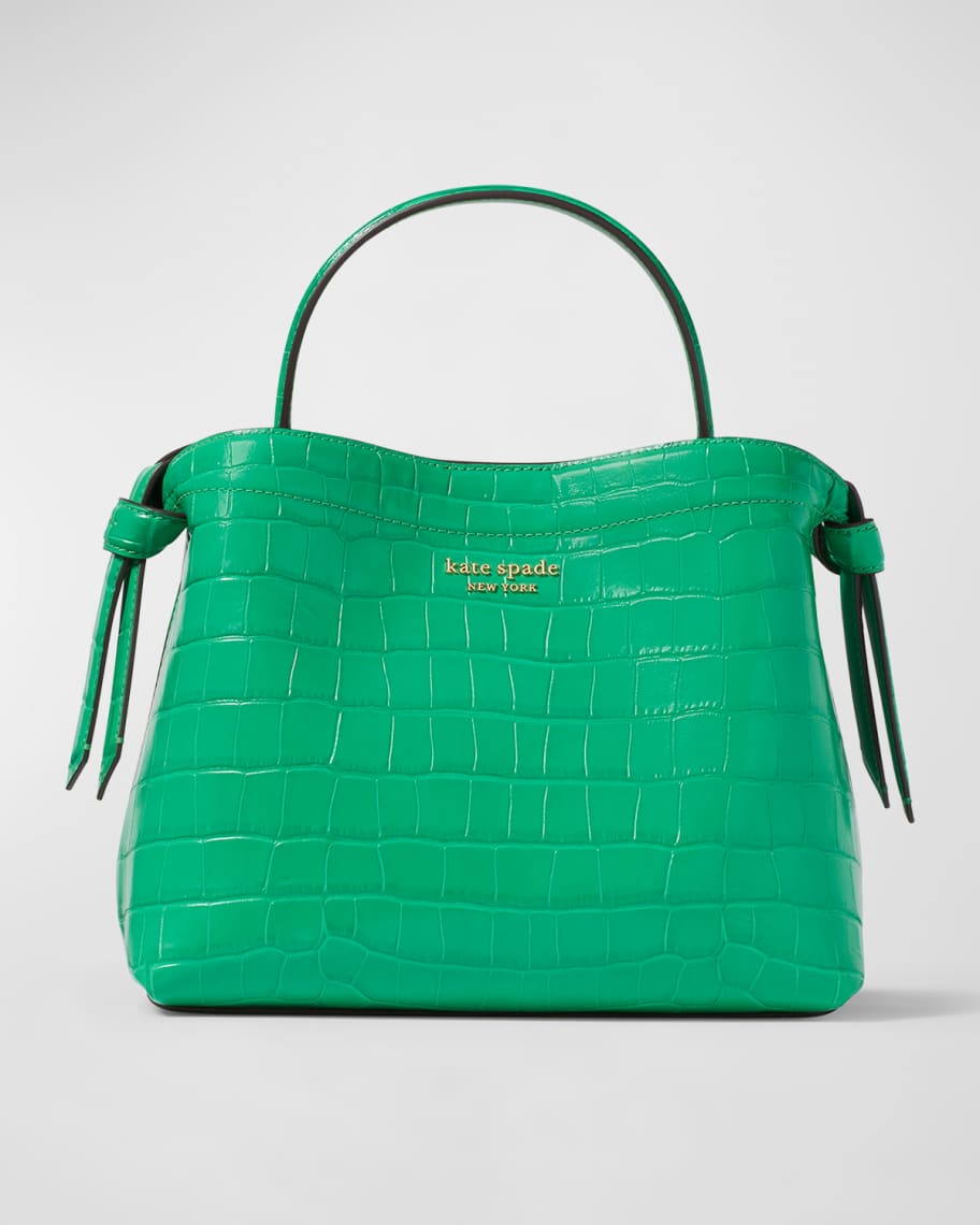 kate spade new york knott croc-embossed leather top-handle bag | Neiman Marcus