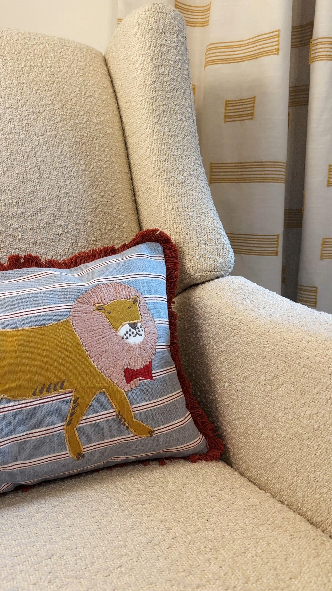 Nursery chair, pillow, and curtains! 

#LTKHome