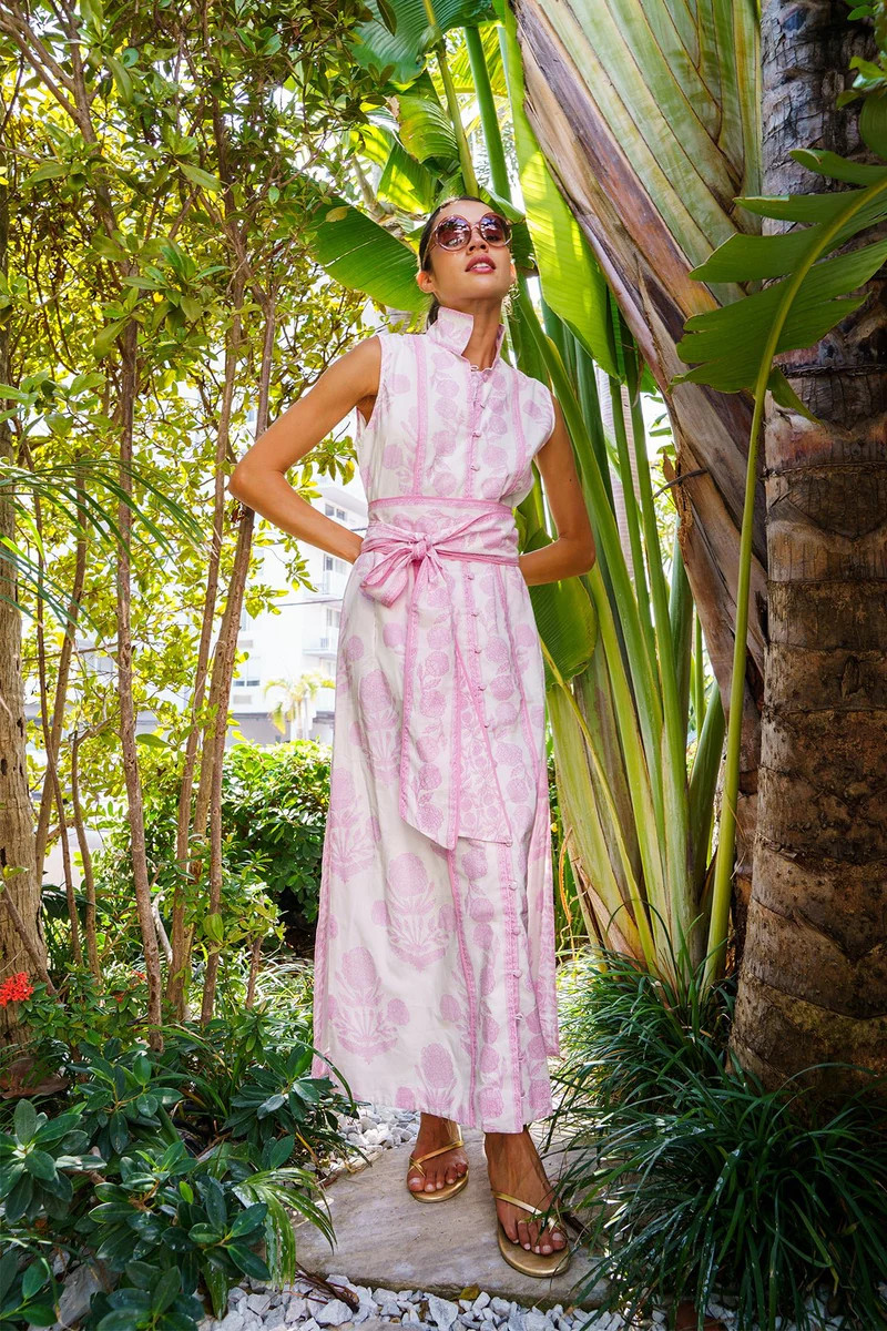 Sleeveless Marrakech Kaftan | Blush SUE SARTOR Marigold | SUE SARTOR