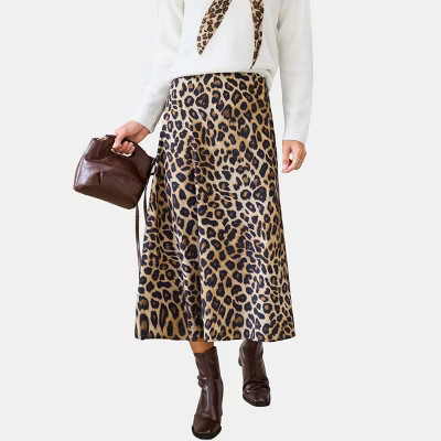 Women's Chic Leopard Print Midi Skirt - Cupshe-M-Brown | Target