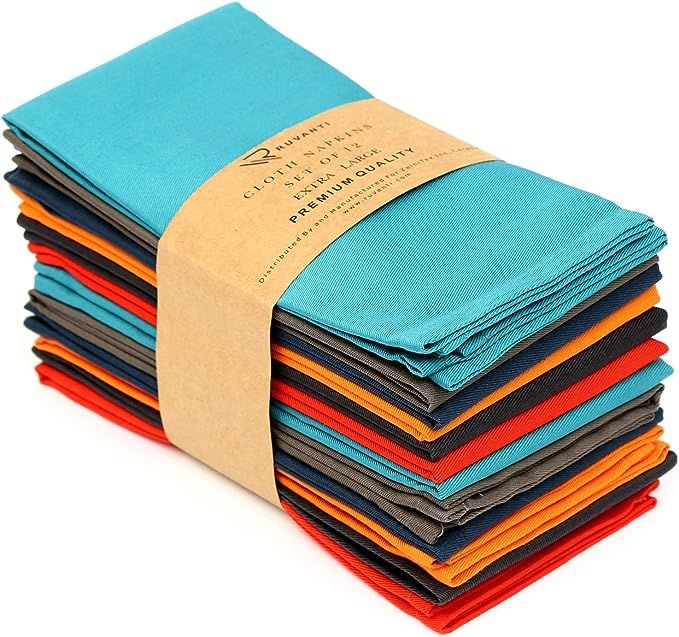 Ruvanti Multi Color Cloth Napkins 12 Pack 18X18 Inch Durable Linen Napkins - Soft and Comfortable Re | Amazon (US)