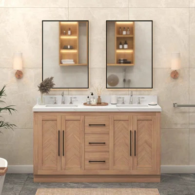 Vivian 60” Bathroom Vanity with Statuario Countertop | Wayfair North America