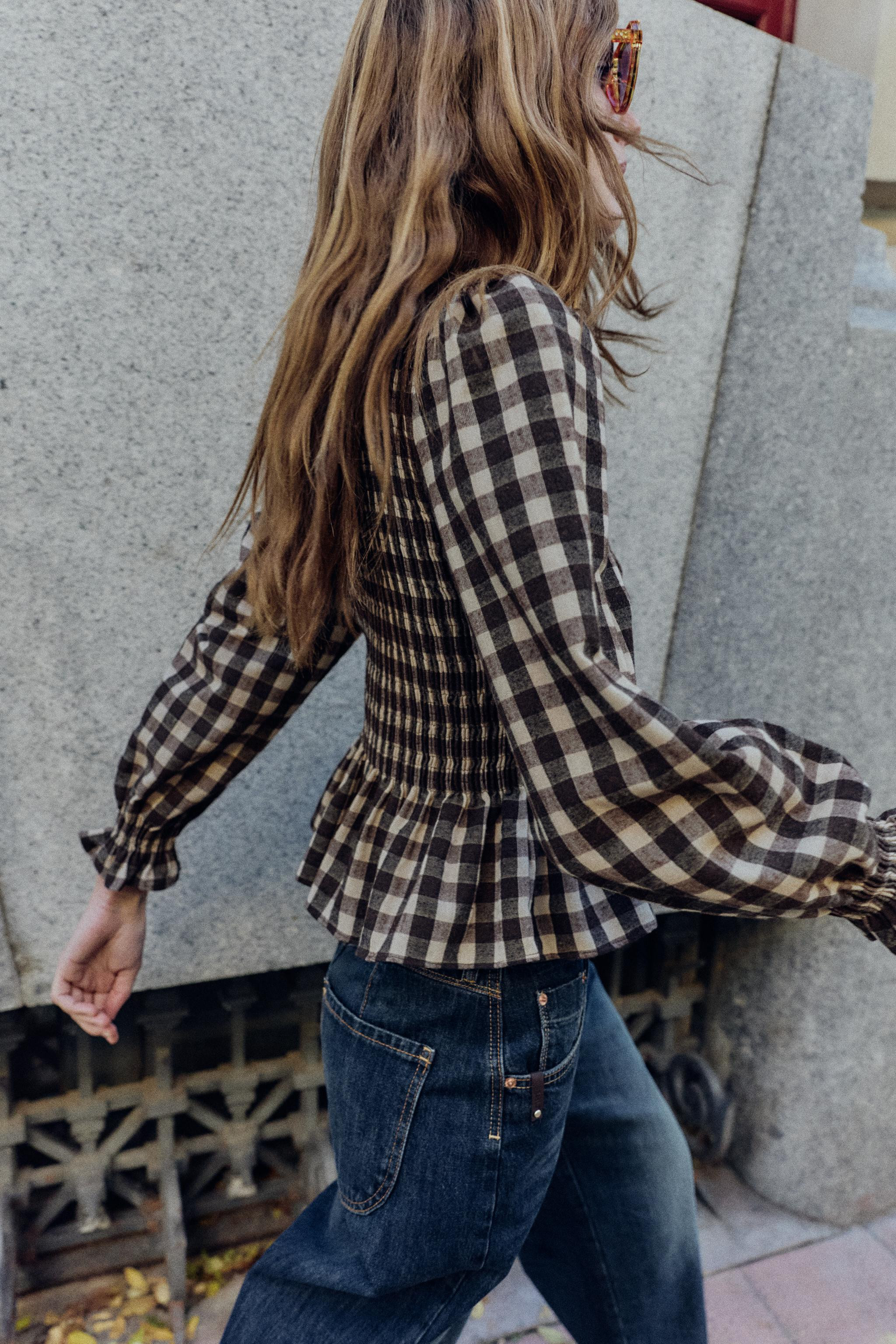 PLAID SMOCKED SHIRT | Zara US
