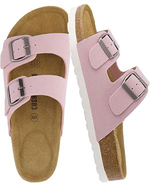 CUSHIONAIRE Lane Cork Footbed Womens Sandals Comfortable Double Buckle Slip On Sandals for Women ... | Amazon (US)