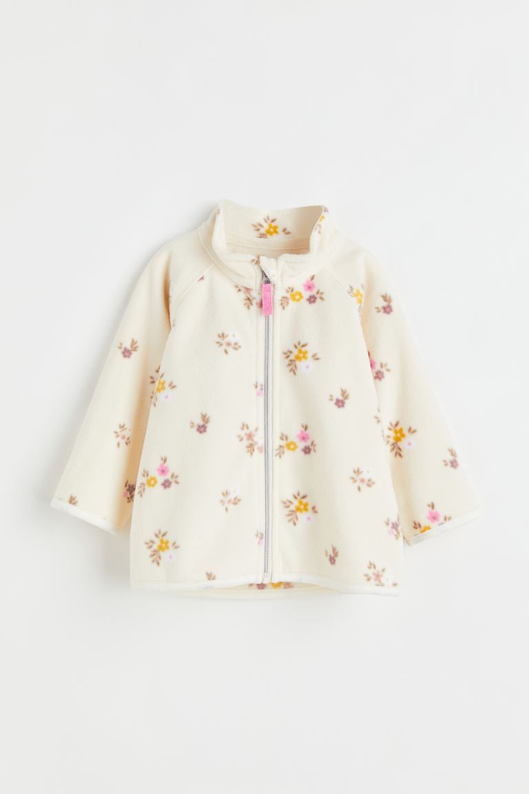 Patterned Fleece Jacket - Natural white/floral - Kids | H&M US | H&M (US + CA)