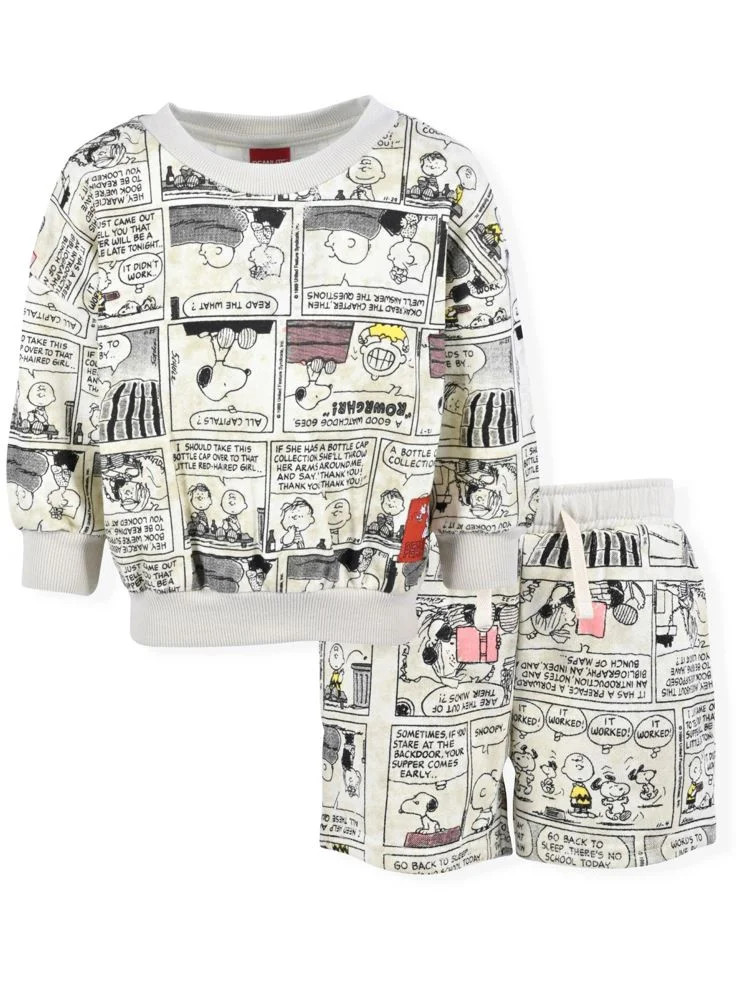 Peanuts Baby and Toddler Boy French Terry Sweatshirt and Shorts Outfit Set, 2-Piece, Sizes 12M-5T... | Walmart (US)