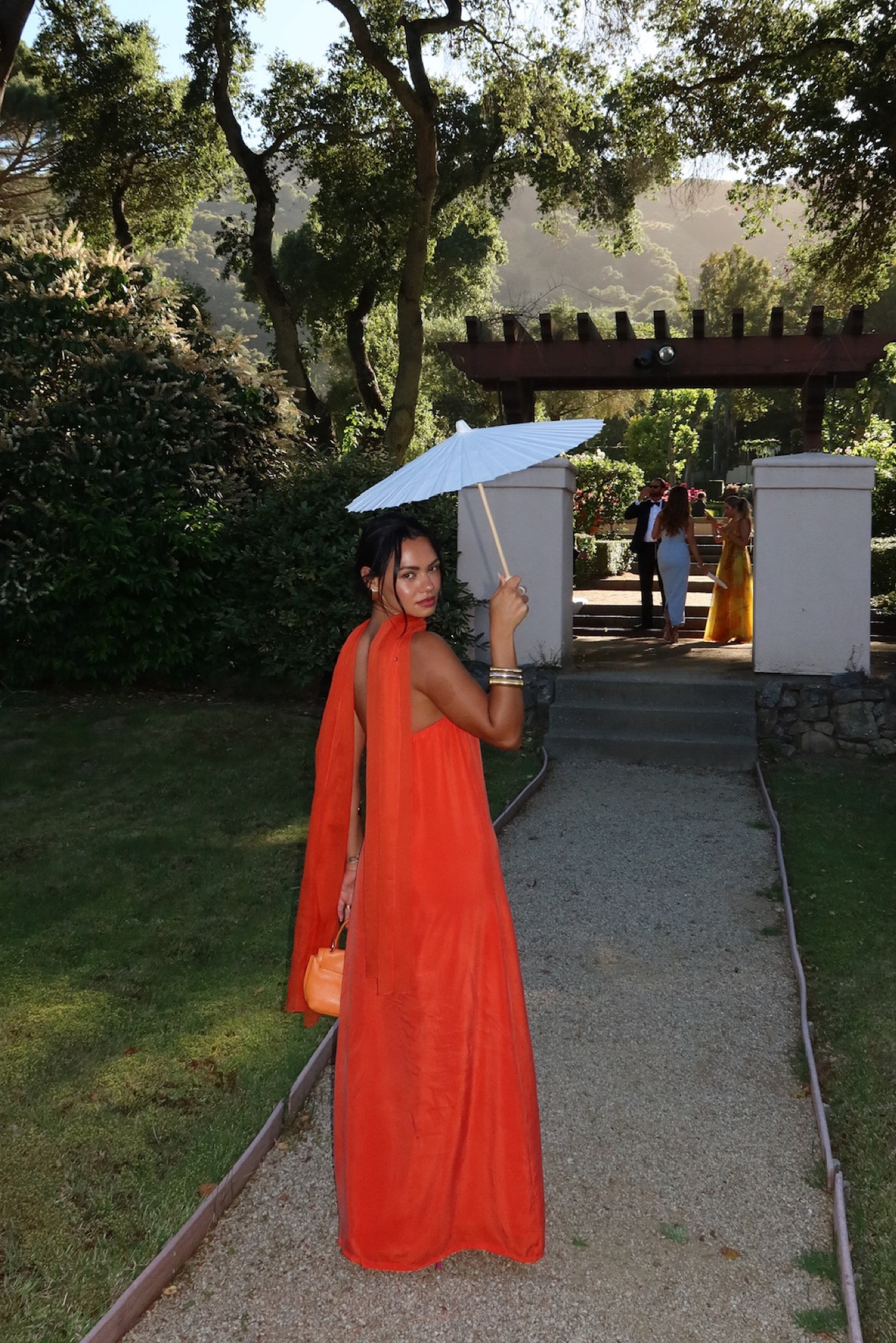 Chris Serra burnt orange strapless maxi dress with shawl (linked similar more affordable styles) 

#LTKStyleTip #LTKTravel #LTKWedding