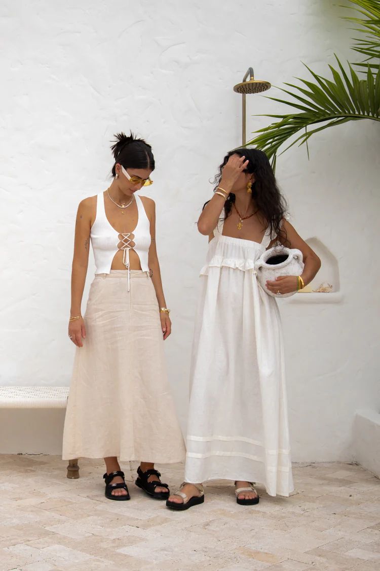 Curate & Create Smock Maxi Dress White | VRG Grl