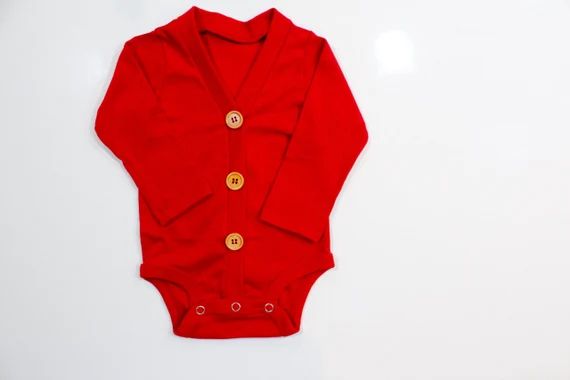 Red Baby Cardigan. Cardigan Bodysuit. Red Cardigan. Unisex. Baby Boy or Baby Girl. | Etsy (US)