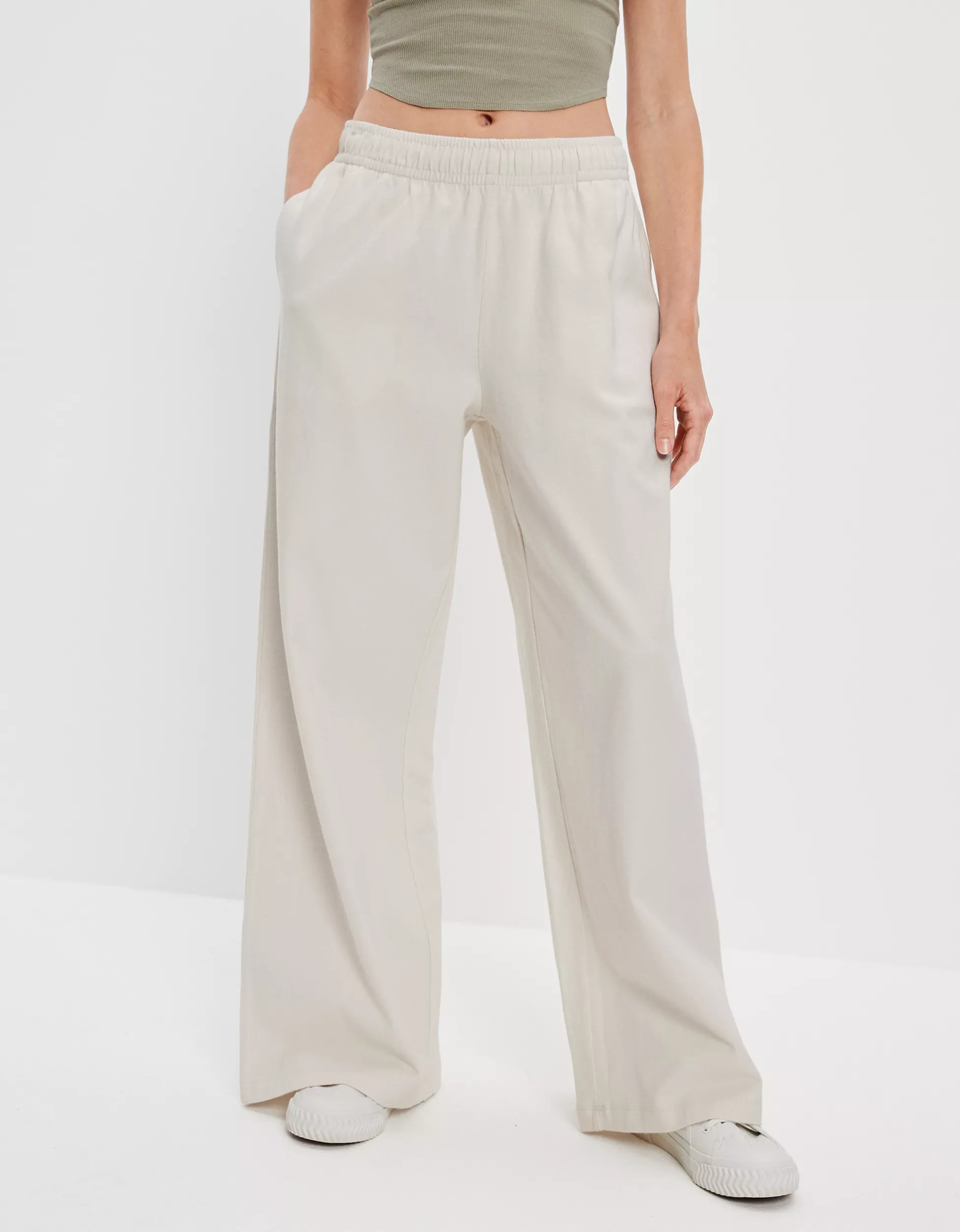 AE Super High-Waisted Baggy Wide-Leg Fleece Pant | American Eagle Outfitters (US & CA)