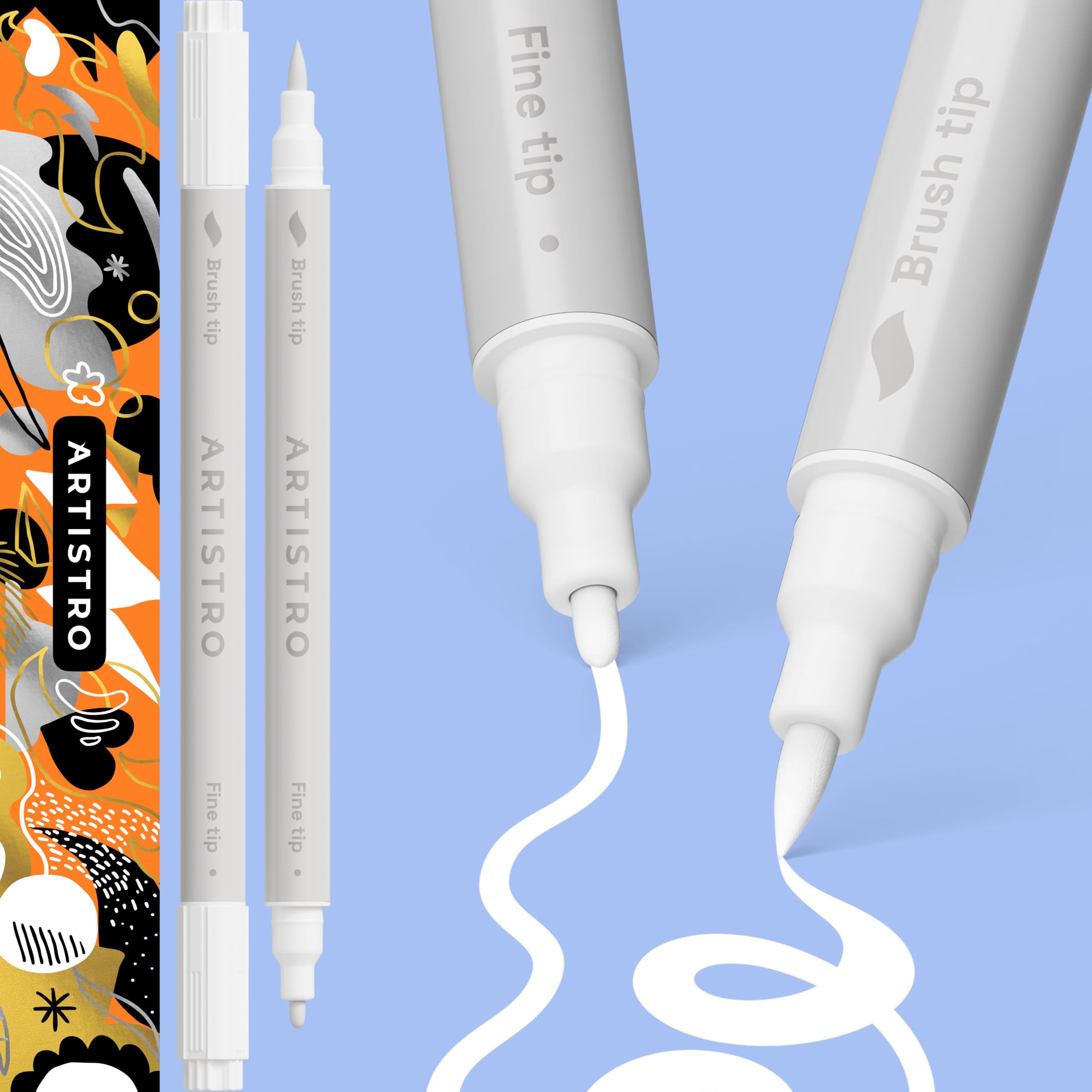 ARTISTRO 2 White Dual-Tip Acrylic Paint Pens - Multisurface Markers for Glass, Rock, Fabric, Wood... | Amazon (US)