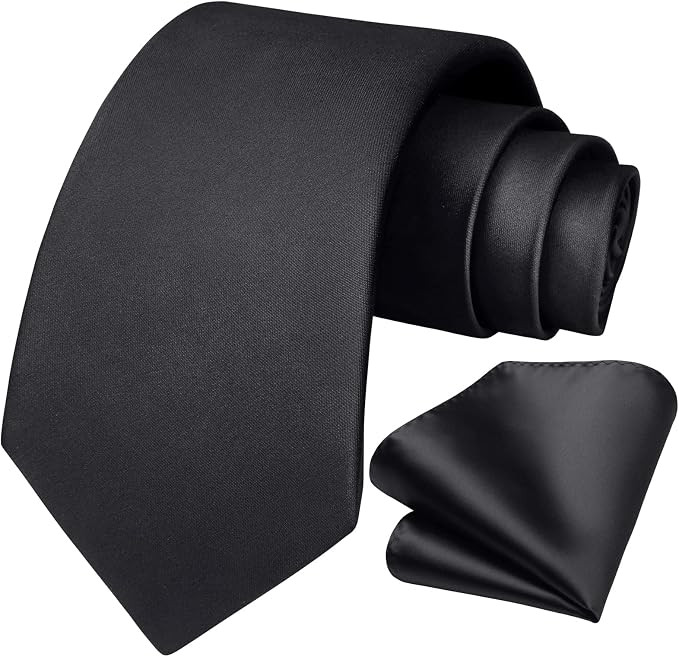 HISDERN Mens Solid Color Ties Formal Satin Necktie and Pocket Square Set Classic Wedding Business... | Amazon (US)
