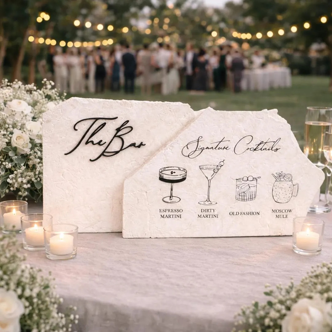 3D Marble Stone Bar Sign: Unique Wedding Drink Menu | the Bar | Signature Cocktails - Etsy | Etsy (Global)