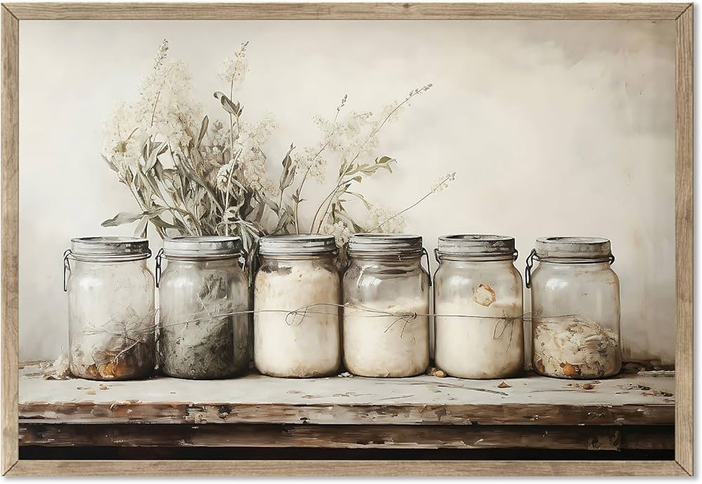 Farm Kitchen Canvas Wall Art Vintage Country Wall Decor Mason Jar Spice Culinary Painting Picture... | Amazon (CA)