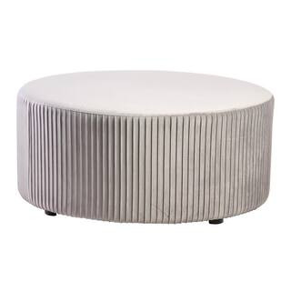 ACESSENTIALS Emerson Round Ottoman in Gray 0720501 - The Home Depot | The Home Depot
